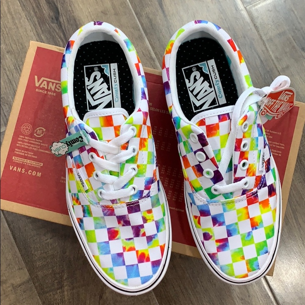 VANS COMFYCUSH ERA TIE-DYE CHECKERBOARD WHITE mens - Picture 10 of 16